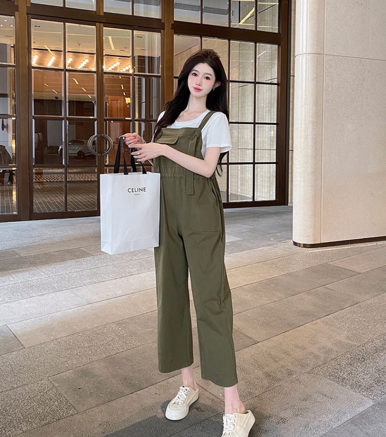 Loose bib pants Korean style long pants a set for women