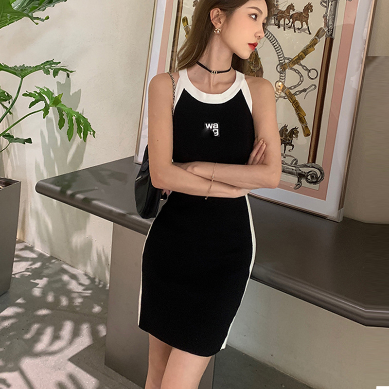 Slim fashion package hip mixed colors knitted dress