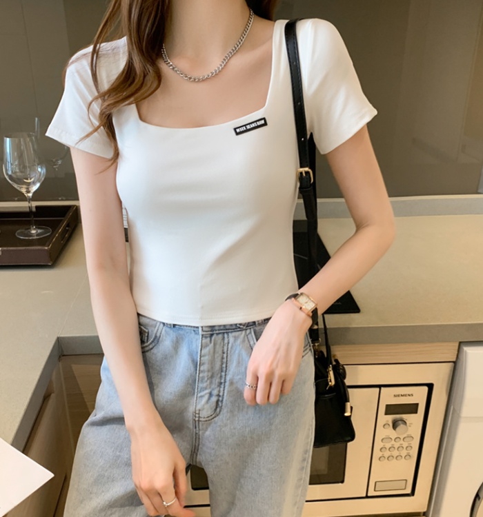 Casual pure cotton slim tops summer simple T-shirt for women
