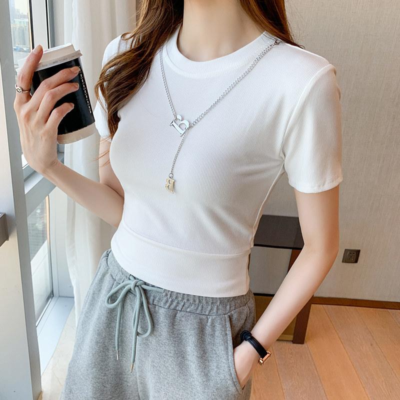 Fashion Casual T-shirt short sleeve slim tops for women