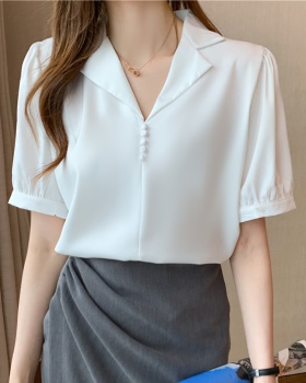 Buckle pullover tops short sleeve summer shirt for women