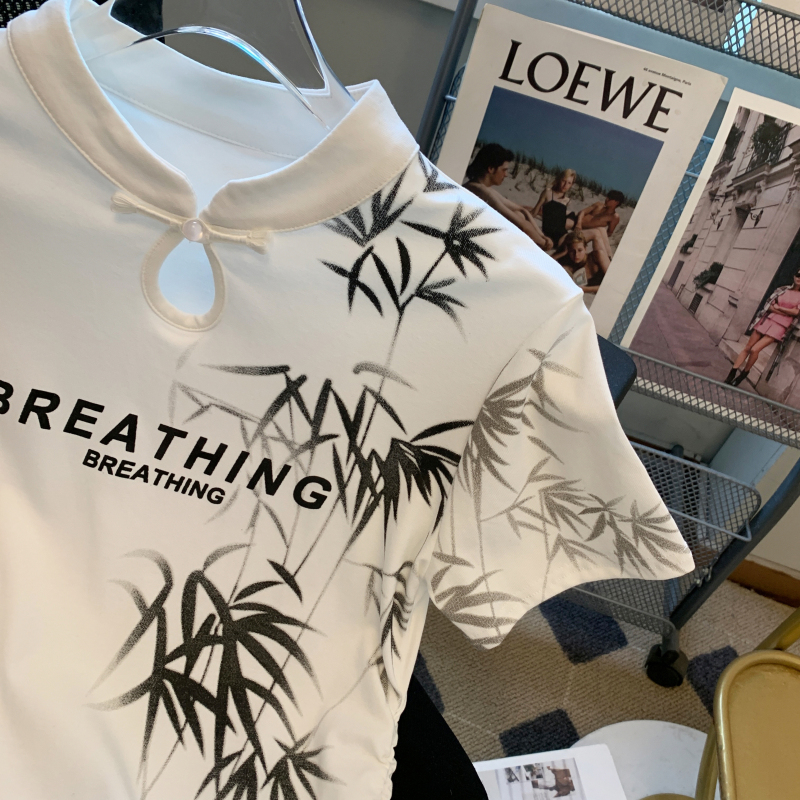 Retro printing temperament tops summer fashion T-shirt