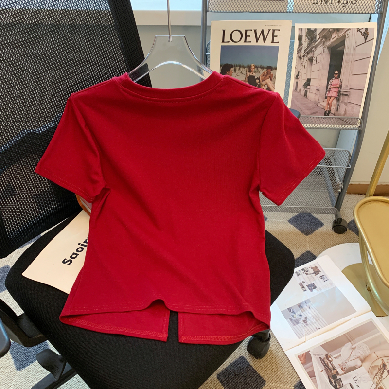 Chinese style tops all-match T-shirt for women