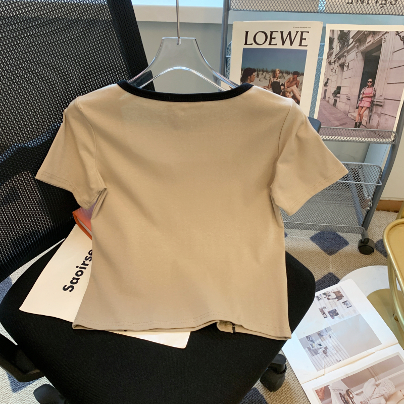 U-neck short sleeve T-shirt Casual tops for women