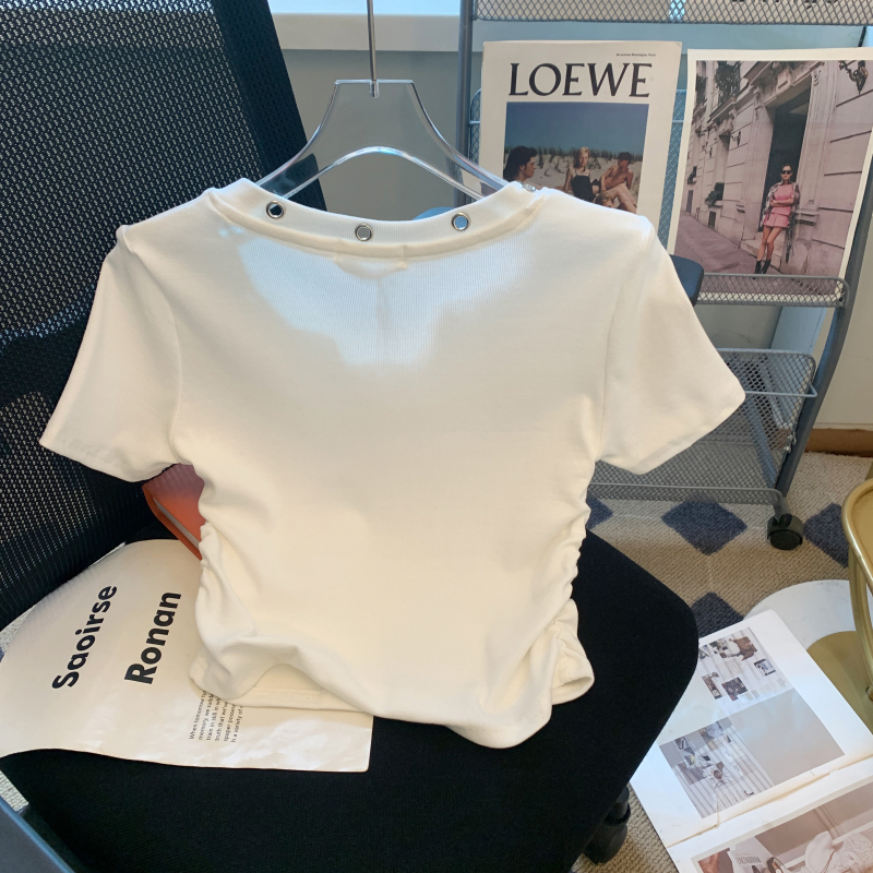 V-neck all-match T-shirt slim summer tops for women