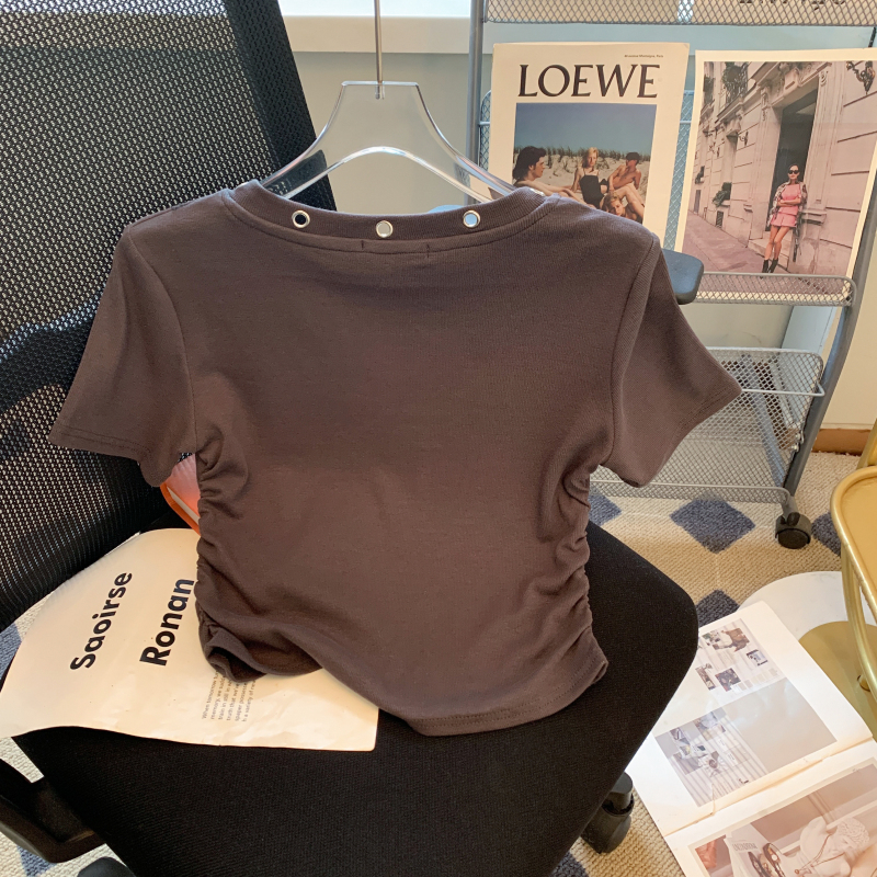 V-neck all-match T-shirt slim summer tops for women