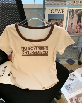Short printing T-shirt letters short sleeve tops for women