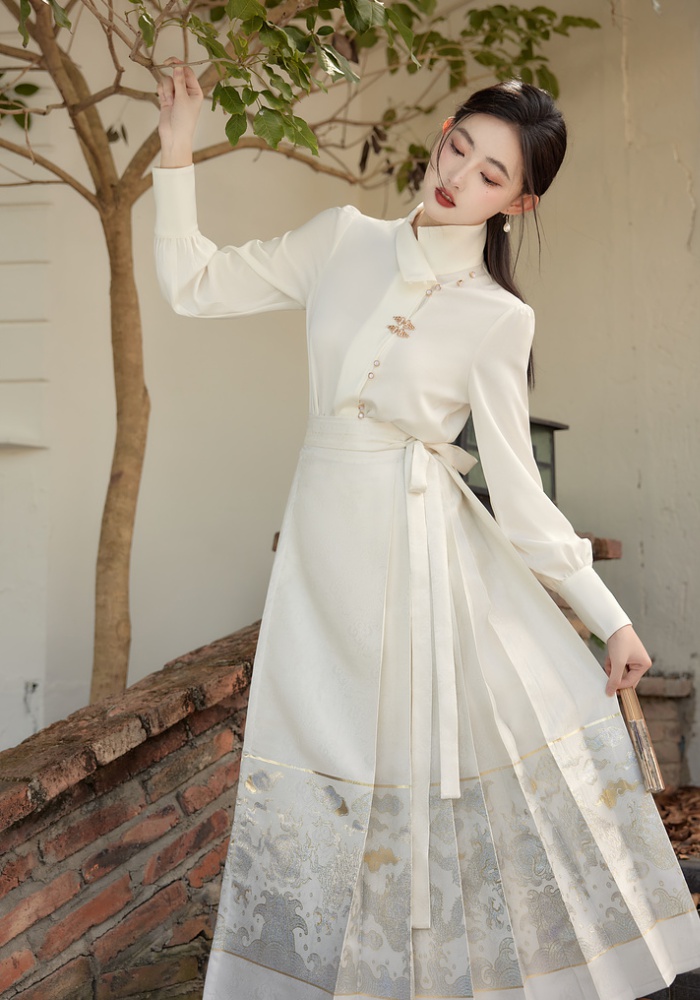 Chinese style satin shirt spring and summer skirt