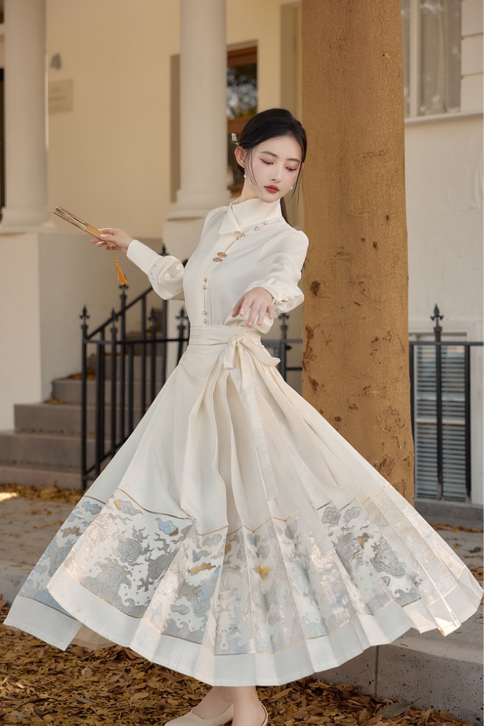 Chinese style satin shirt spring and summer skirt