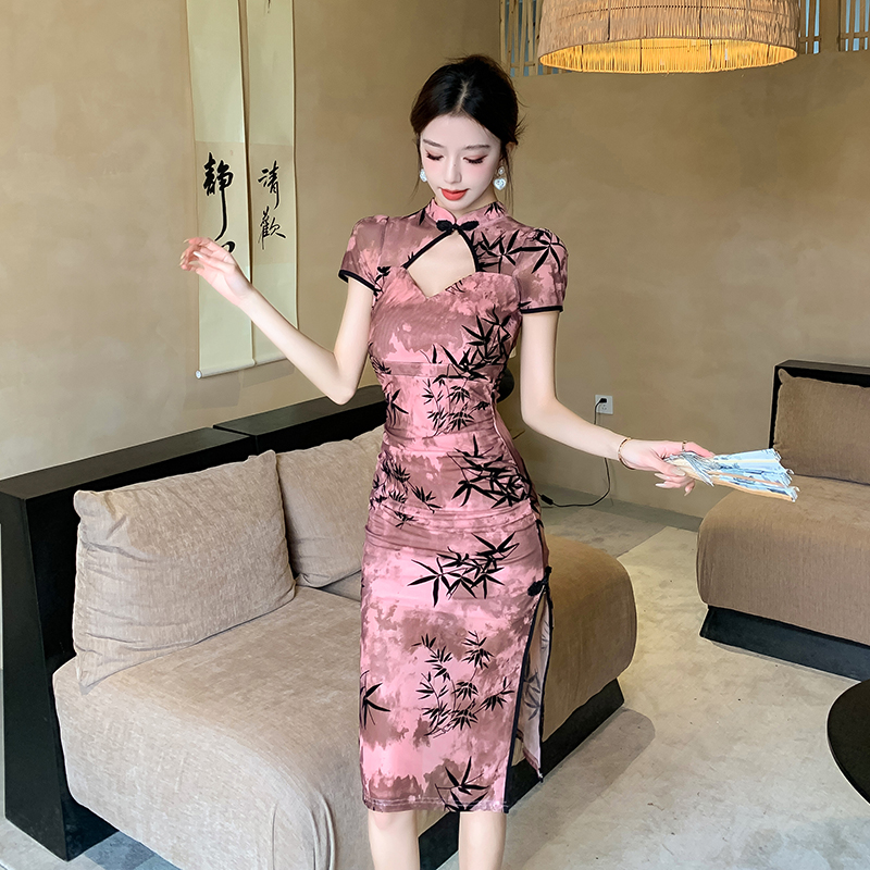 Sexy split Chinese style cheongsam long slim dress