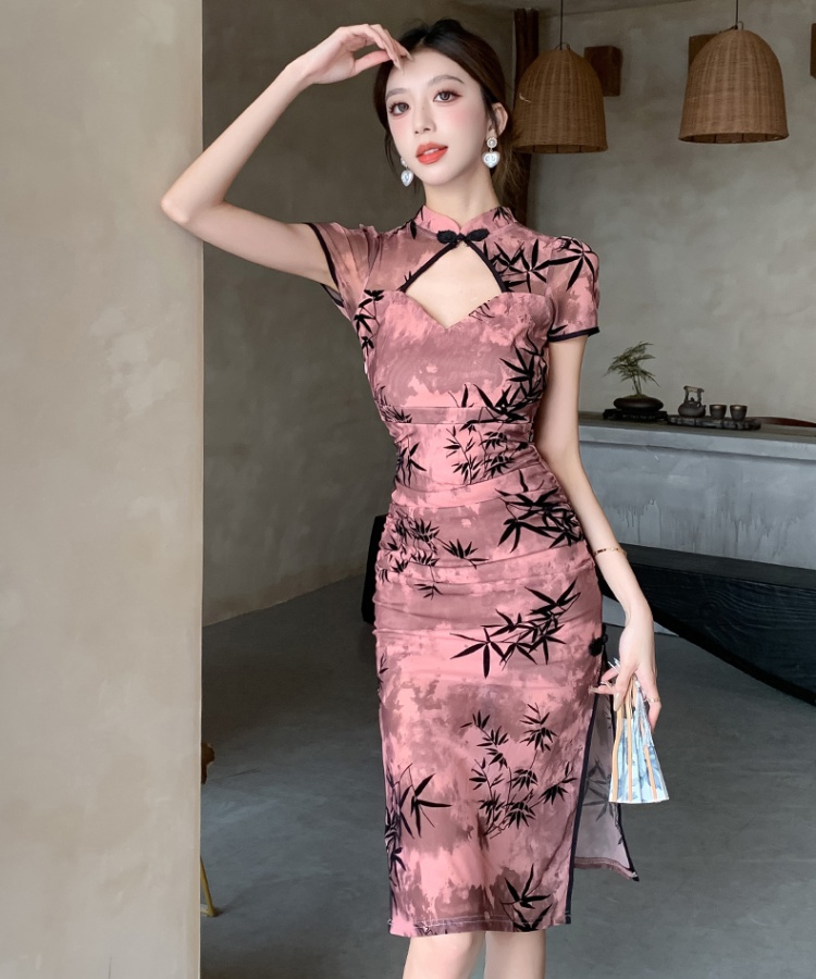 Sexy split Chinese style cheongsam long slim dress