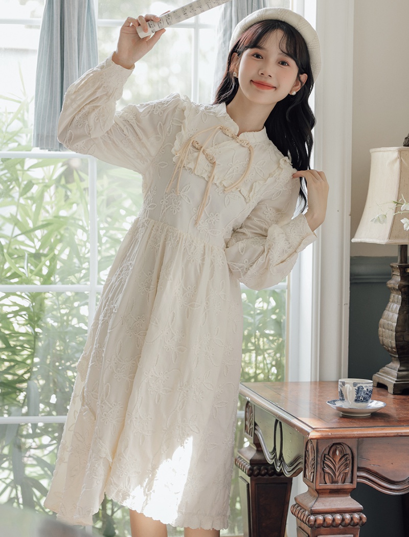 Chinese style retro embroidery autumn dress for women