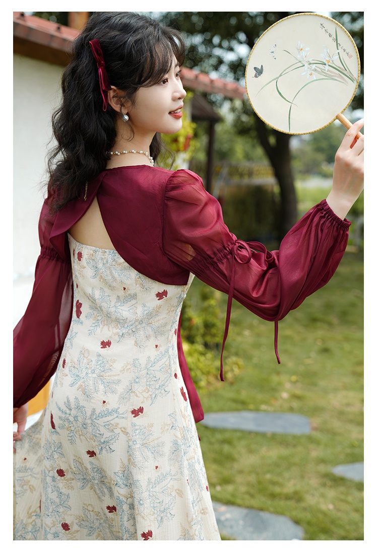 Square collar Chinese style slim Han clothing dress
