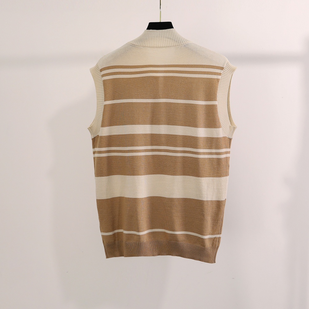 Stripe tops sleeveless sweater 2pcs set for women