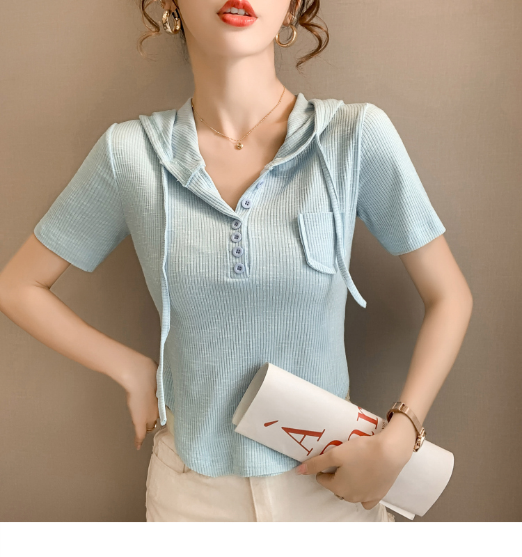 Korean style tops hooded T-shirt for women
