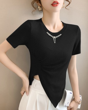 Short sleeve niche T-shirt irregular unique tops for women