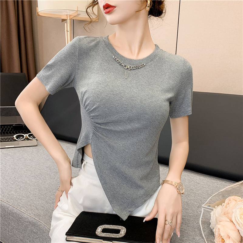 Short sleeve niche T-shirt irregular unique tops for women