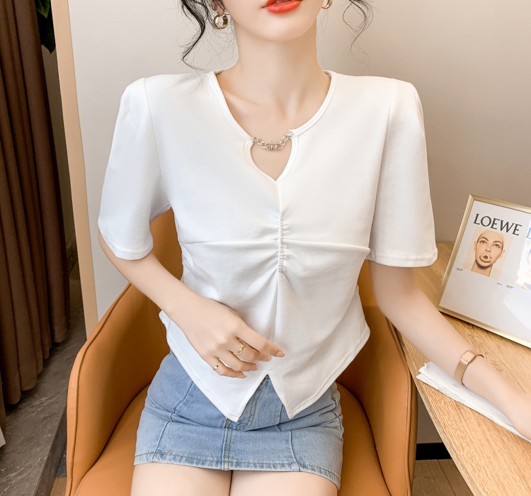 V-neck niche T-shirt loose Casual tops for women