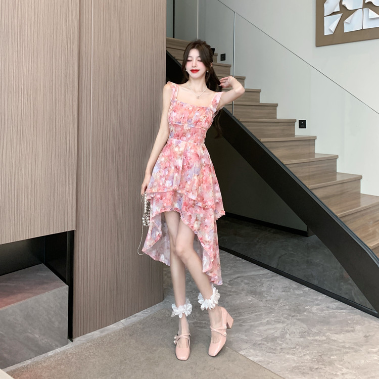 Slim floral strap dress summer dress for women