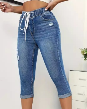 Denim jeans European style cropped pants for women