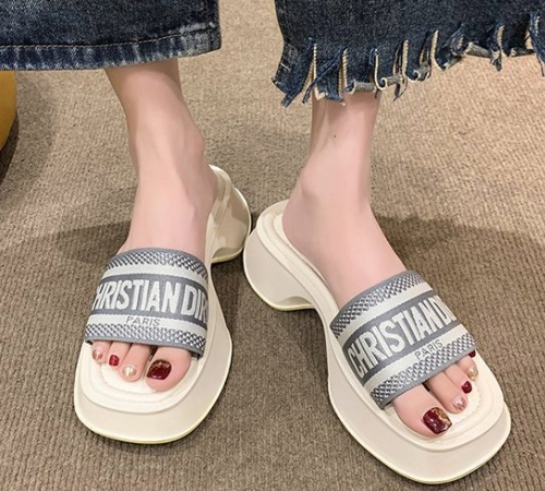 Show high slippers square head shoes for women