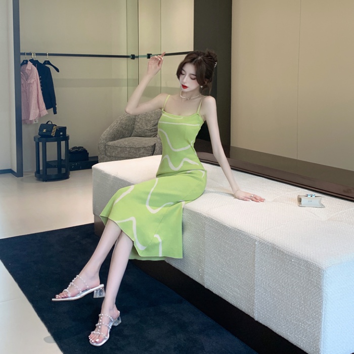 Korean style stripe France style light slim dress