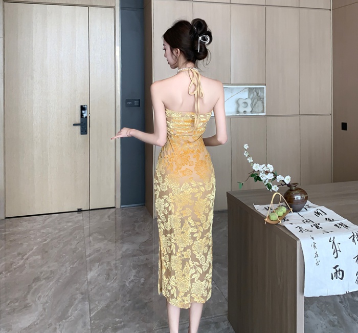 Chinese style halter dress retro cheongsam