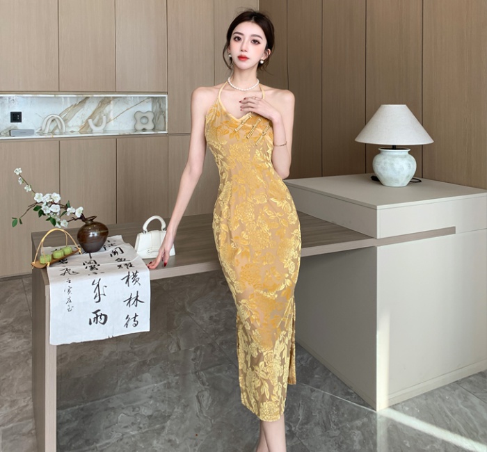 Chinese style halter dress retro cheongsam