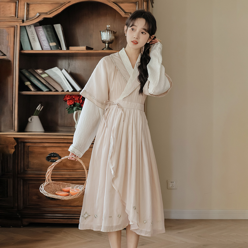 Cotton linen Chinese style Han clothing dress