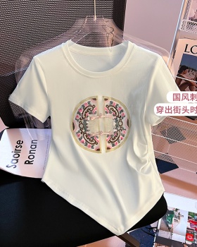 Summer short sleeve T-shirt irregular Chinese style tops