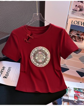 Spring Chinese style tops niche summer T-shirt for women