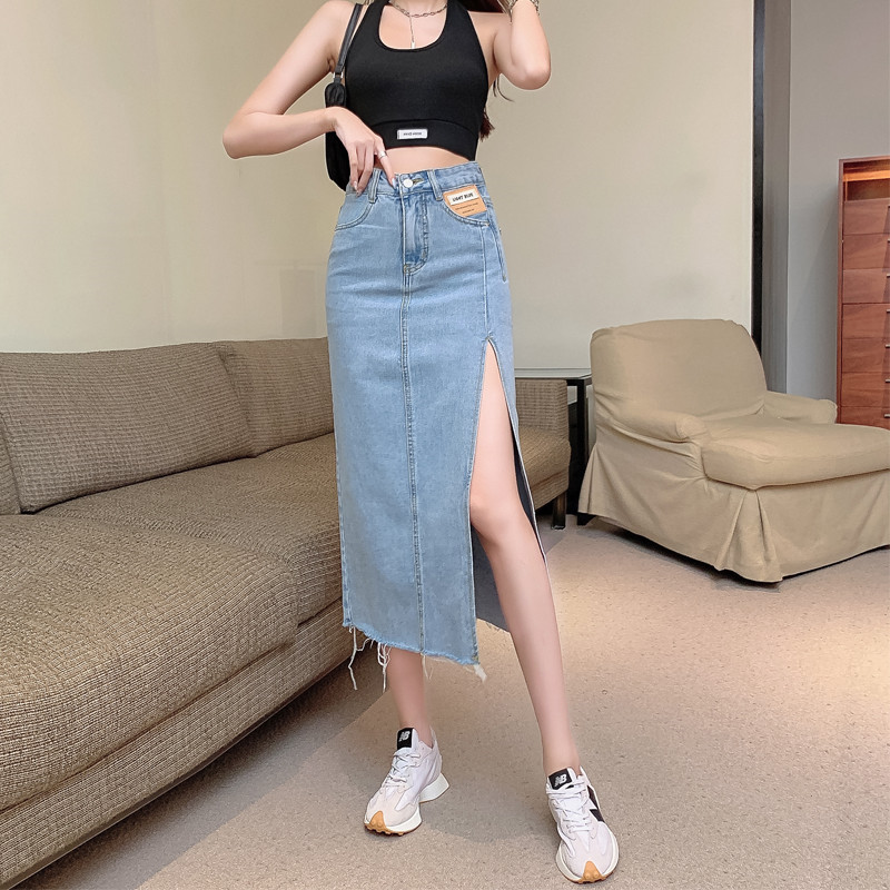Split slim fashion long skirt high waist temperament skirt