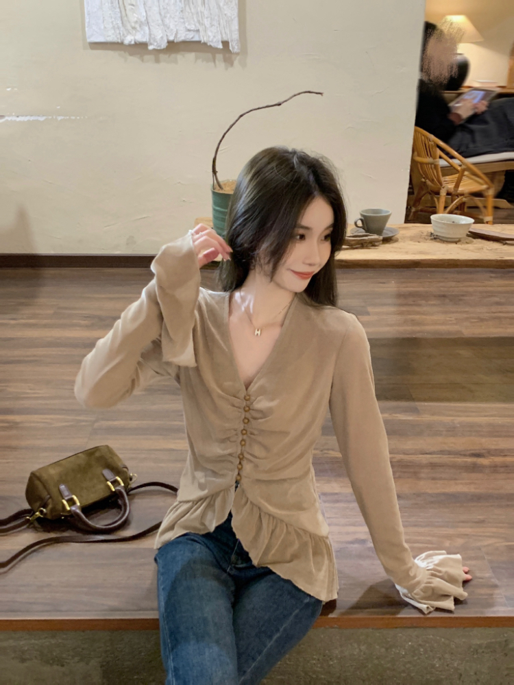 Temperament Korean style tops irregular shirt