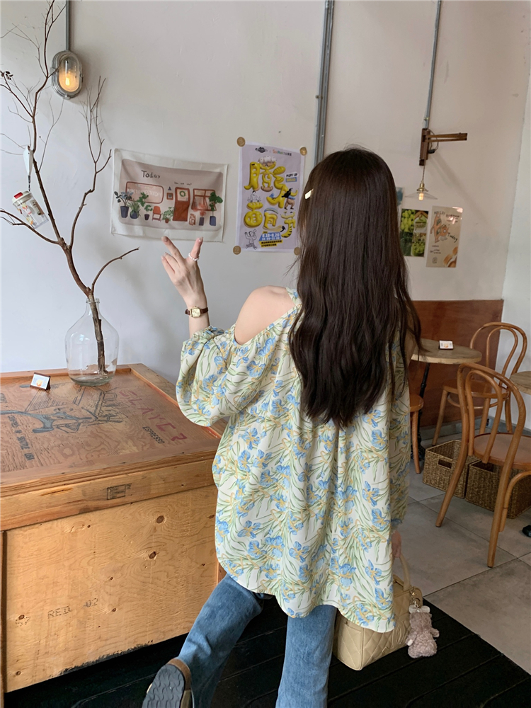Korean style chiffon shirt hollow shirt for women