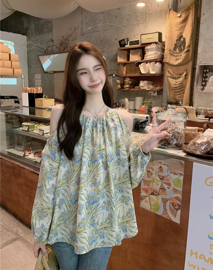 Korean style chiffon shirt hollow shirt for women