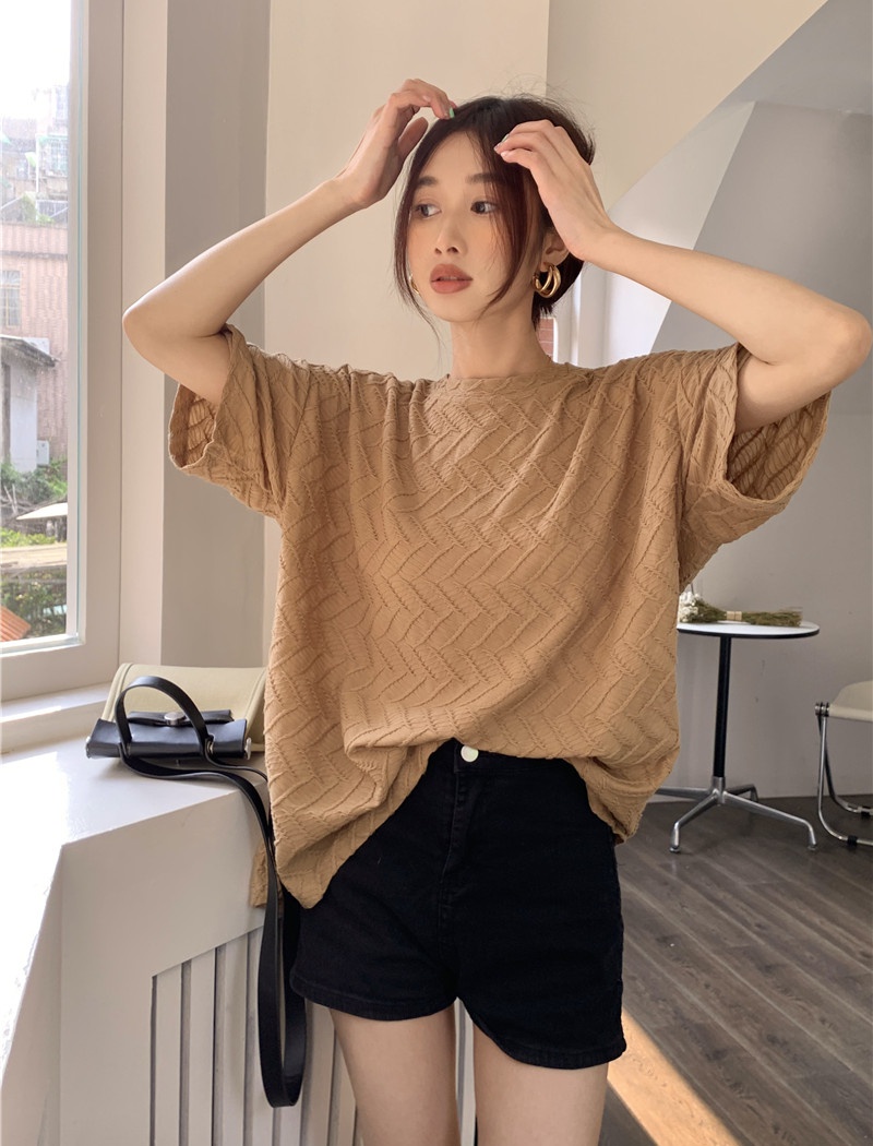 Short sleeve all-match pure Korean style loose T-shirt