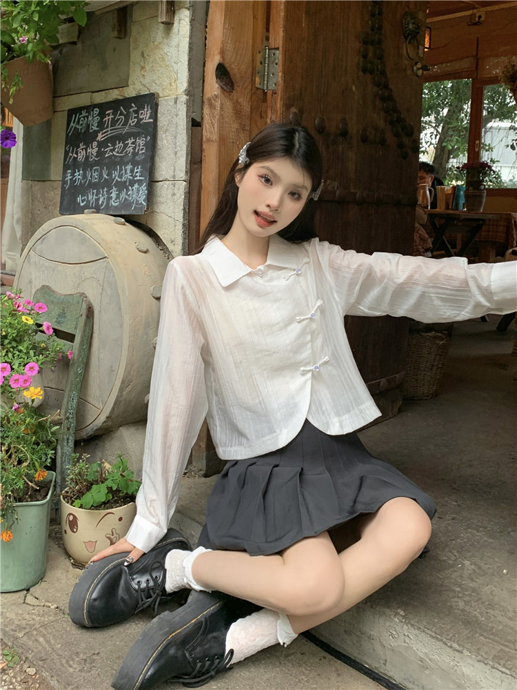 High waist shirt Chinese style short skirt