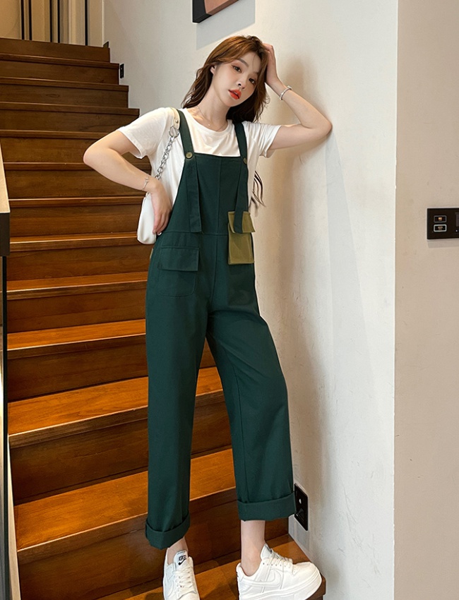 Korean style bib pants show young jumpsuit a set