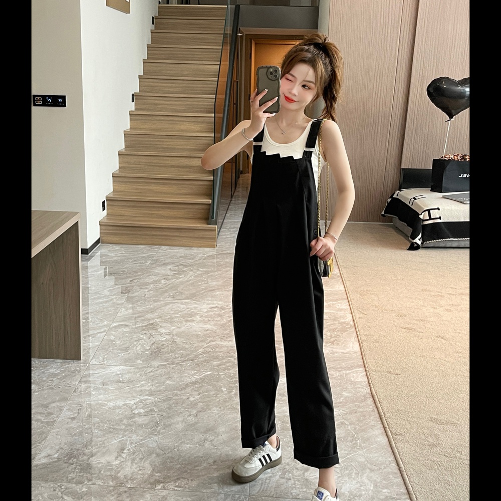 High waist slim bib pants Korean style jumpsuit for women