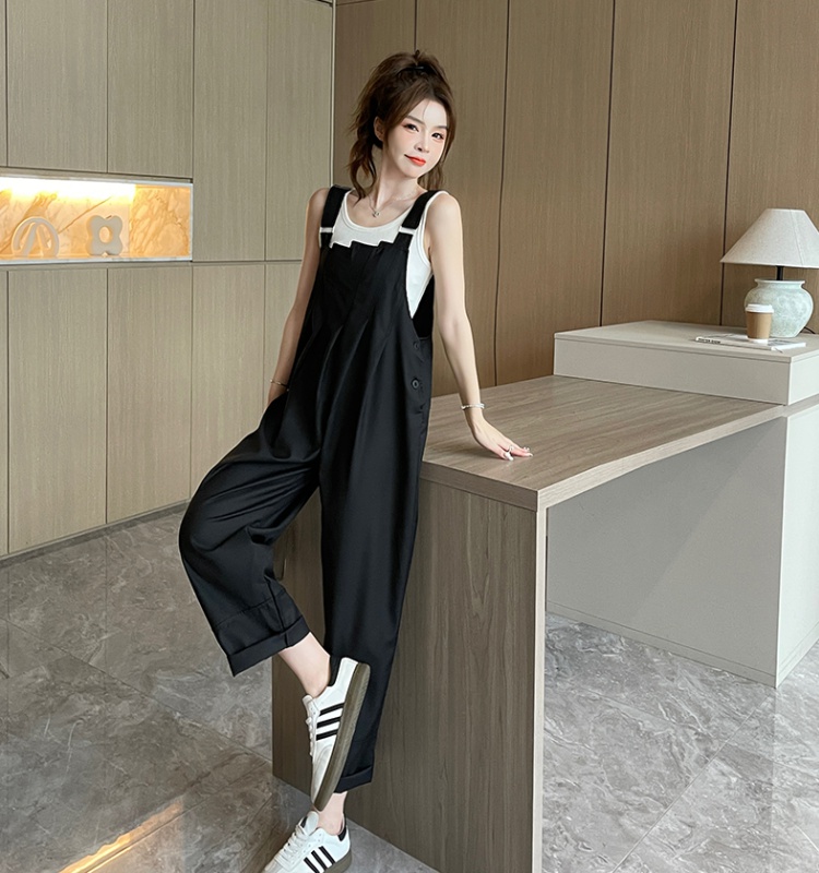 High waist slim bib pants Korean style jumpsuit for women