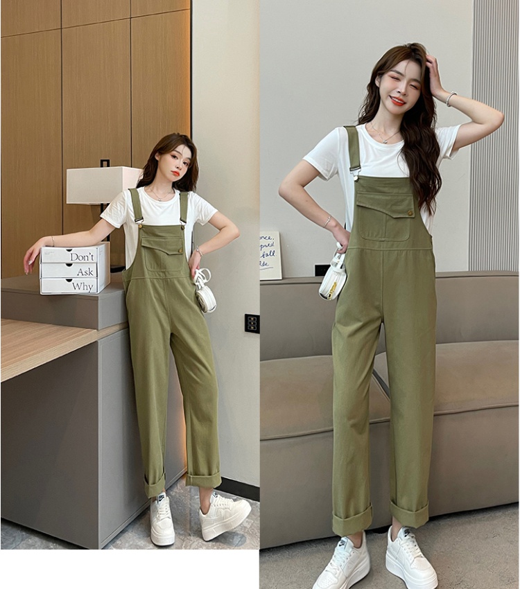 Korean style long pants green work clothing for women