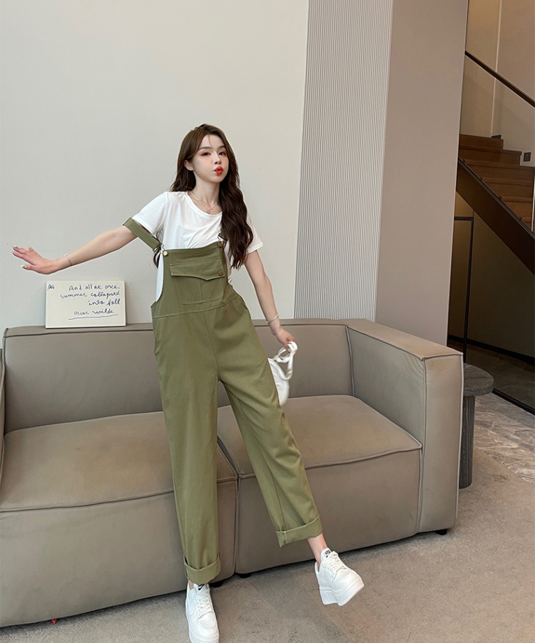 Korean style long pants green work clothing for women