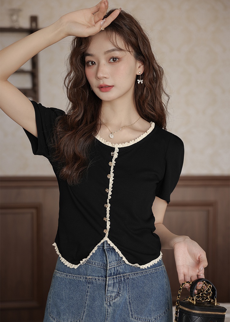 Black fat tops knitted slim cardigan for women