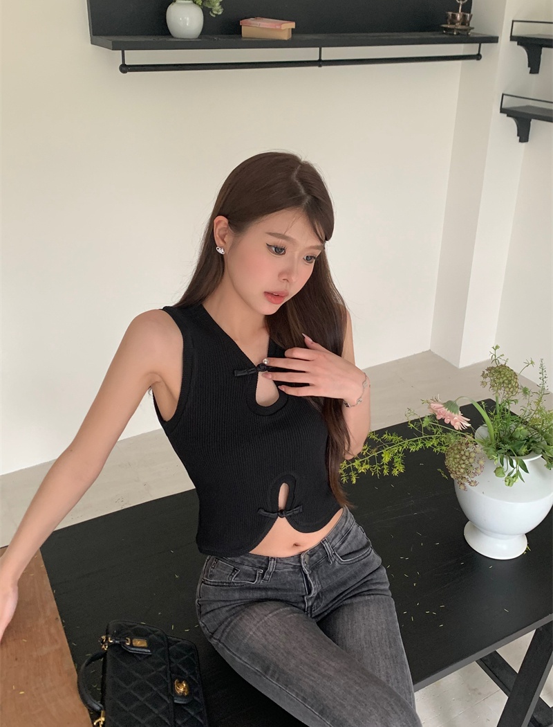 France style sexy tops retro Chinese style vest for women