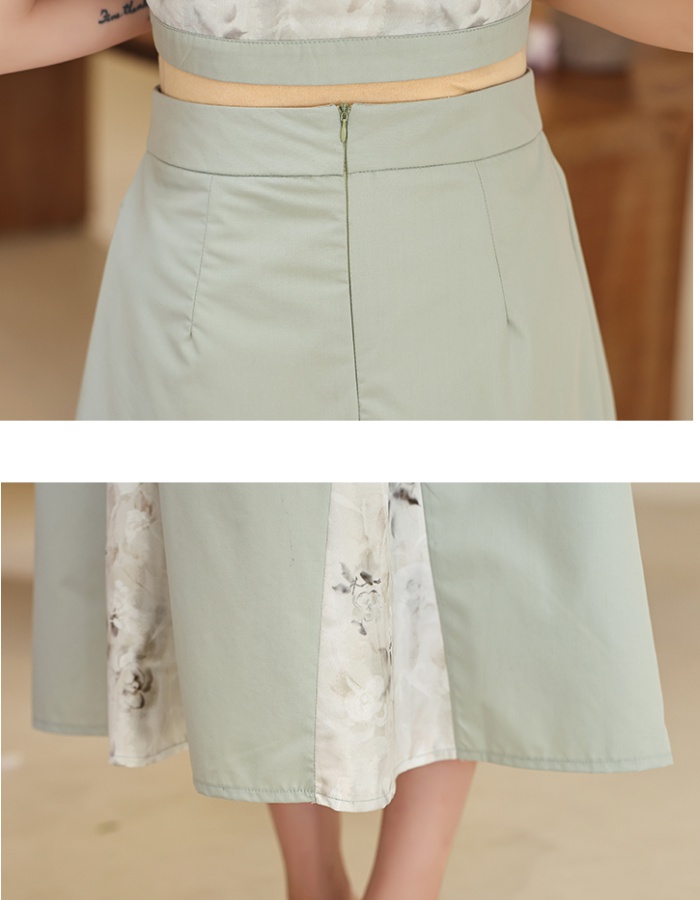 Summer long skirt Chinese style skirt 2pcs set