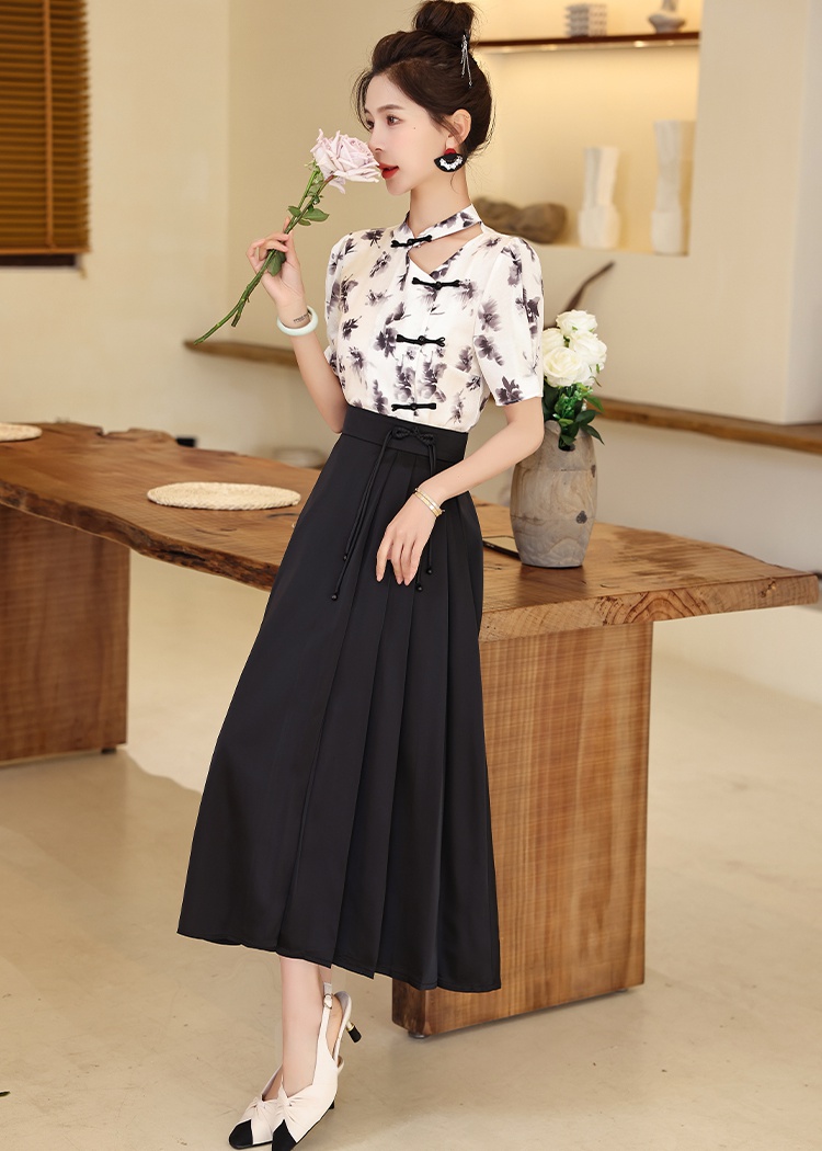 Chinese style summer skirt 2pcs set for women