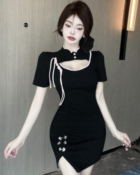 Summer niche dress hollow bow cheongsam for women