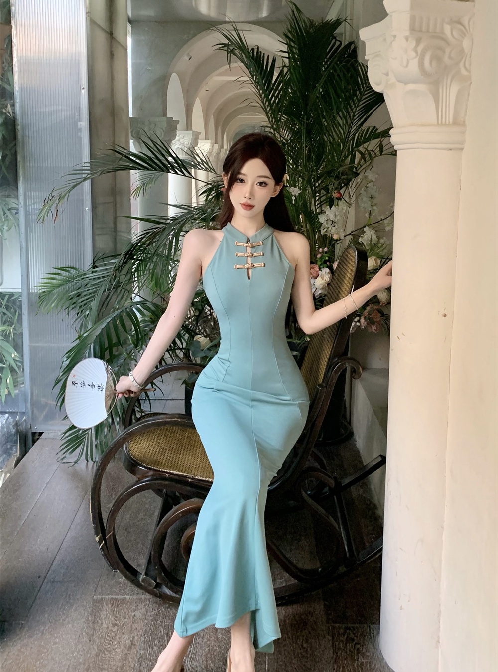 Mermaid slim dress retro Chinese style long dress