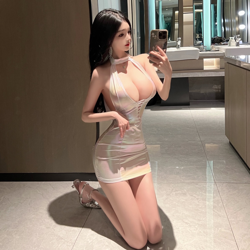 Sexy nightclub halter spicegirl tight package hip dress