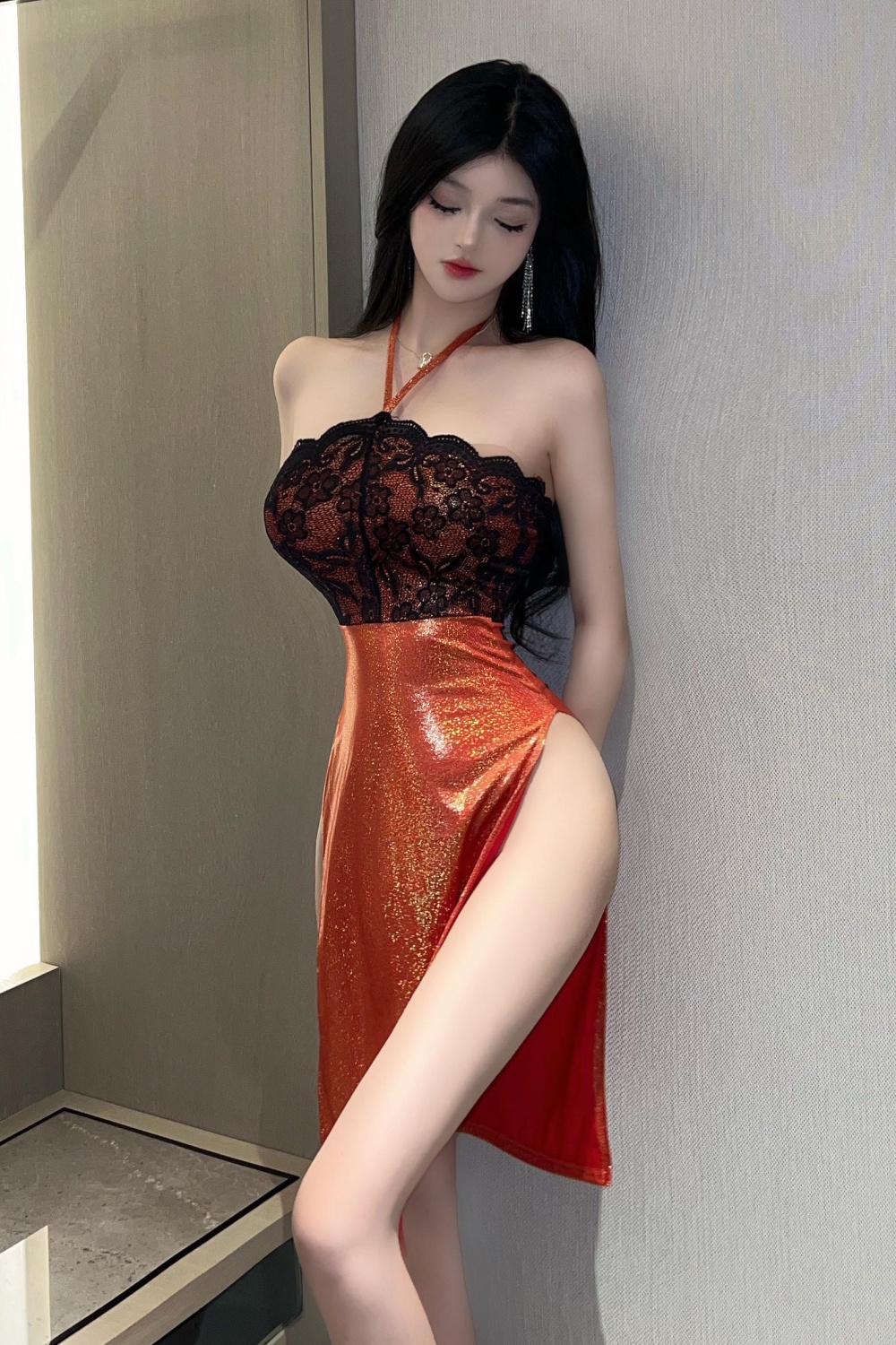 Split retro formal dress nightclub sexy cheongsam for women